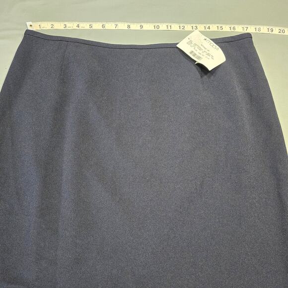 Macy's Navy Blue Suit Skirt NEW Lined Slit Zip A-Line Midi Womens Petite Size 16 - Picture 7 of 9